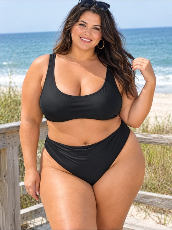 J. Crew Other - Plus JCrew  Size Black Scoop Neck Bikini Set
